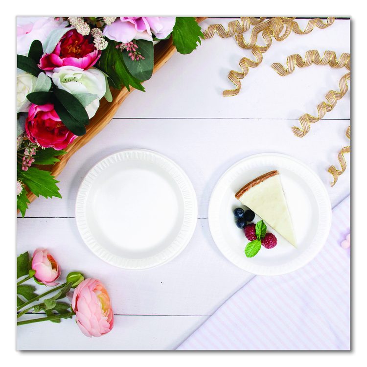 Mediumweight Foam Dinnerware, Plate, 6" dia, White, 125/Pack