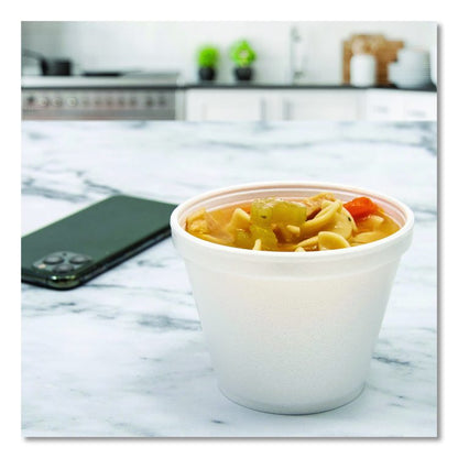 Food Containers, Squat, 8 oz, White, Foam, 1,000/Carton