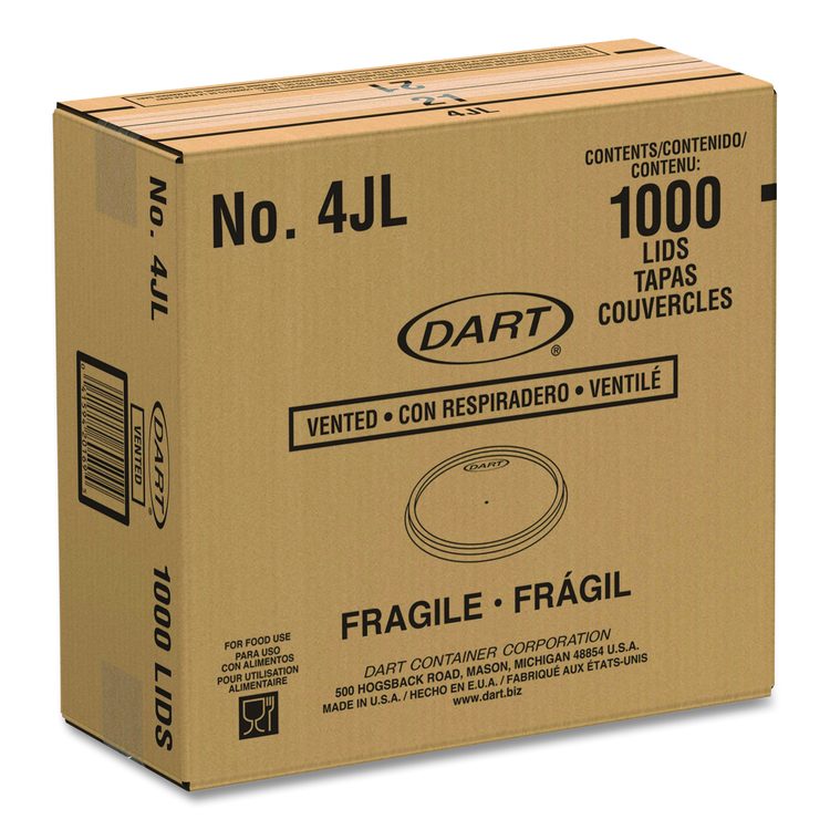 Plastic Lids, Vented, Fits 4 oz Hot Cups, Translucent, 100/Pack, 10 Packs/Carton