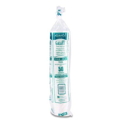 High-Impact Polystyrene Squat Cold Cups, 12 oz, Plastic, Translucent, 50/Pack
