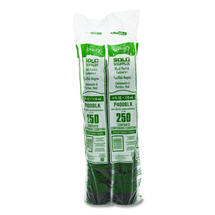 Polystyrene Portion Cups, 4 oz, Plastic, Black, 250/Bag, 10 Bags/Carton