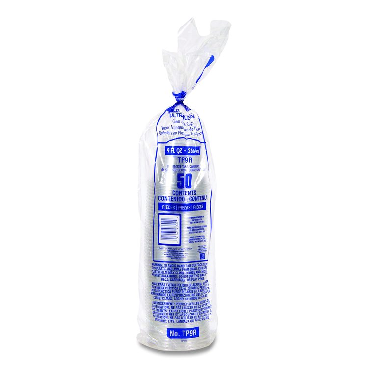 Ultra Clear PET Cups, Squat, 9 oz, Plastic, 50/Bag, 20 Bags/Carton