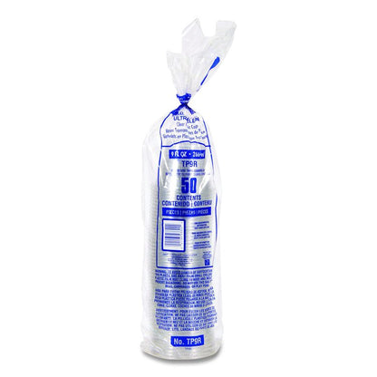 Ultra Clear PET Cups, Squat, 9 oz, Plastic, 50/Bag, 20 Bags/Carton