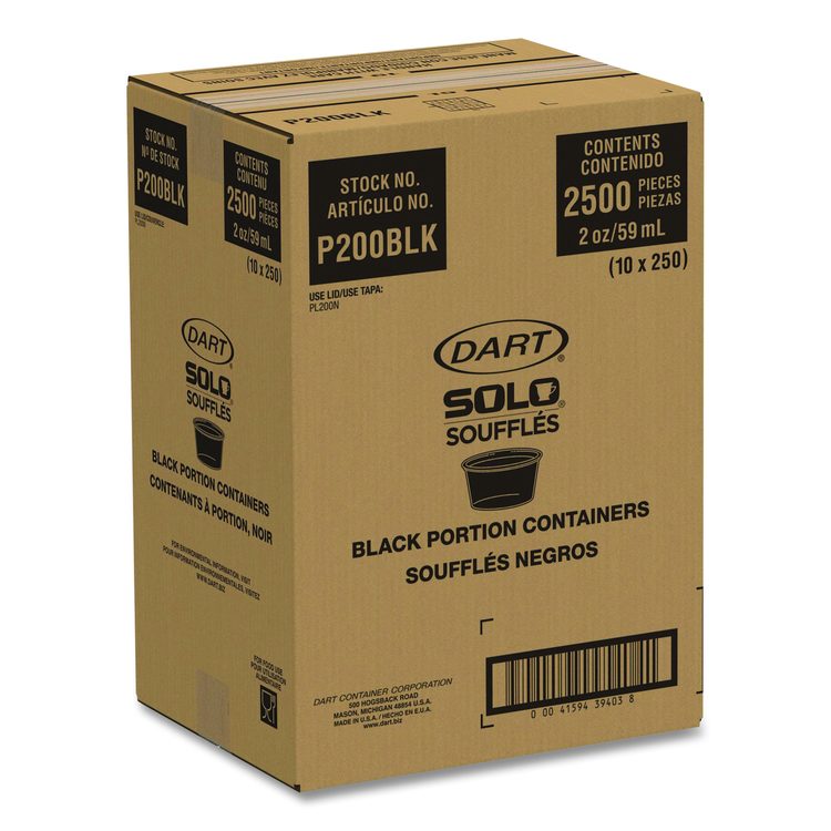 Polystyrene Portion Cups, 2 oz, Plastic, Black, 250/Bag, 10 Bags/Carton