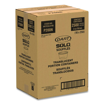 Polystyrene Portion Cups, 2 oz, Plastic, Translucent, 250/Bag, 10 Bags/Carton