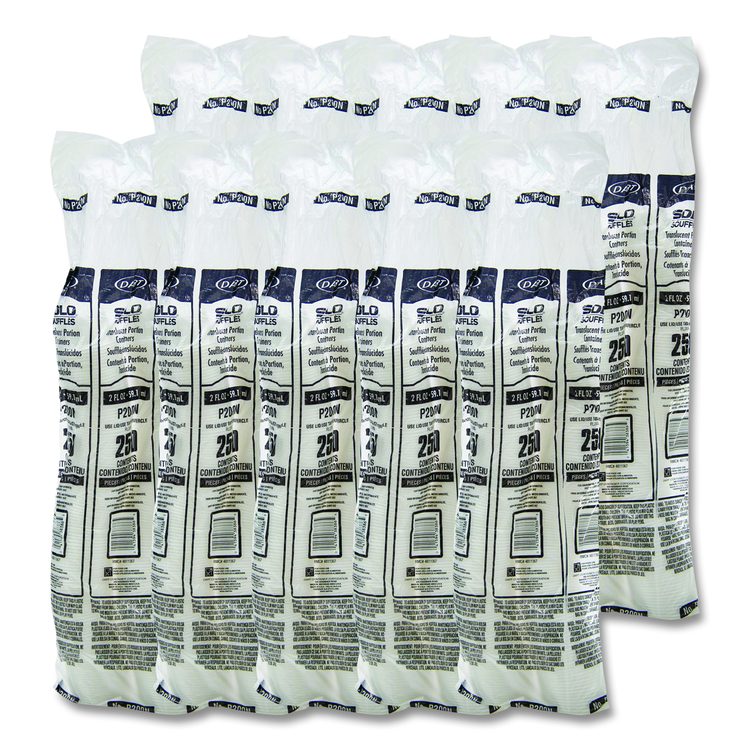 Polystyrene Portion Cups, 2 oz, Plastic, Translucent, 250/Bag, 10 Bags/Carton