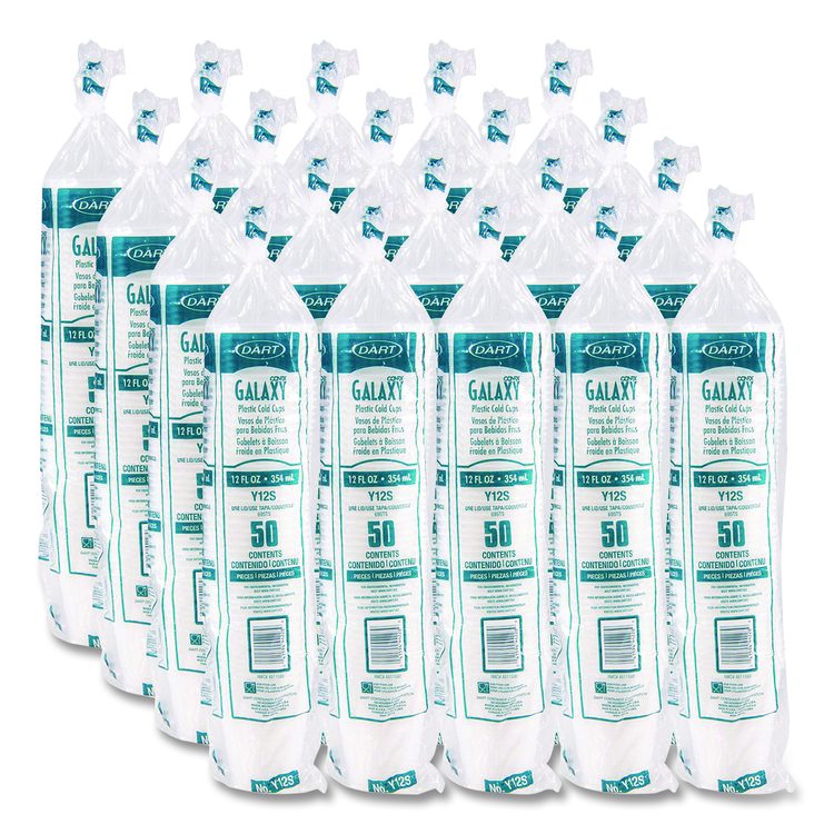 High-Impact Polystyrene Squat Cold Cups, 12 oz, Plastic, Translucent, 50/Pack