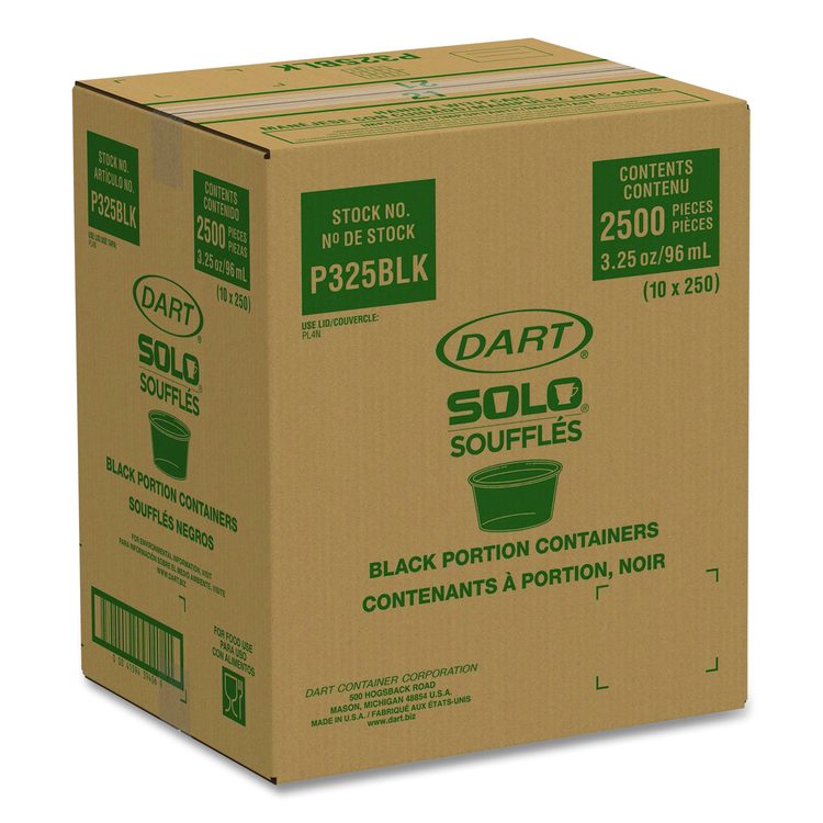 Polystyrene Portion Cups, 3.25 oz, Plastic, Black, 250/Bag, 10 Bags/Carton