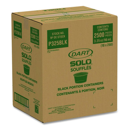 Polystyrene Portion Cups, 3.25 oz, Plastic, Black, 250/Bag, 10 Bags/Carton