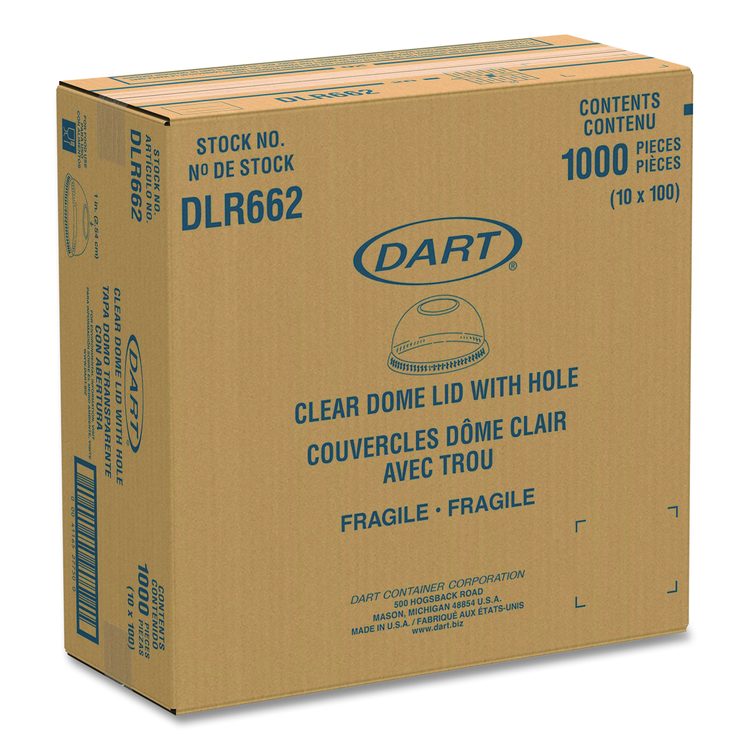 Dome-Top Cold Cup Lids, Fits 16 oz Cold Cups, Plastic, Clear, 1,000/Carton