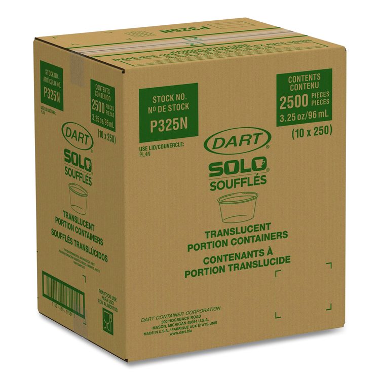 Polystyrene Portion Cups, 3.25 oz, Plastic, Translucent, 250/Bag, 10 Bags/Carton
