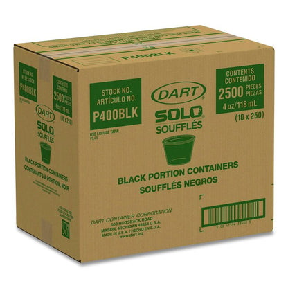 Polystyrene Portion Cups, 4 oz, Plastic, Black, 250/Bag, 10 Bags/Carton