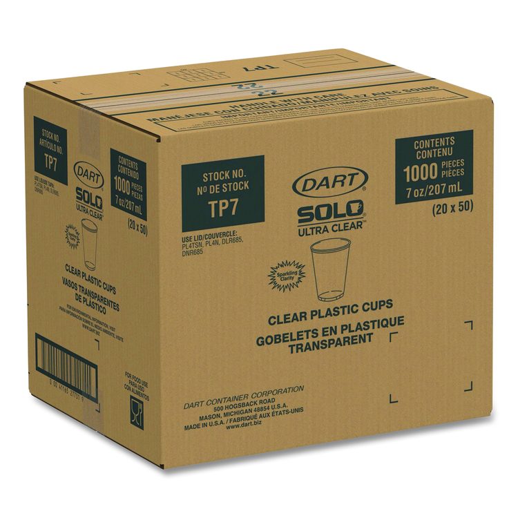 Ultra Clear PETE Cold Cups, 7 oz, Plastic, Clear, 50/Pack