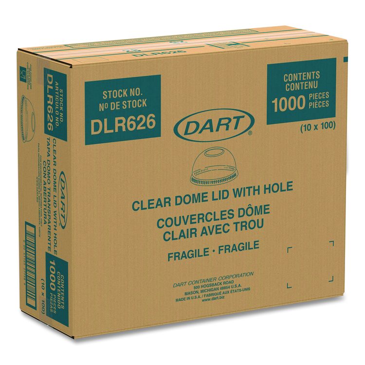 Ultra Clear Dome Cold Cup Lids, Fits 16 oz to 24 oz Cold Cups, Plastic, Clear, 1,000/Carton