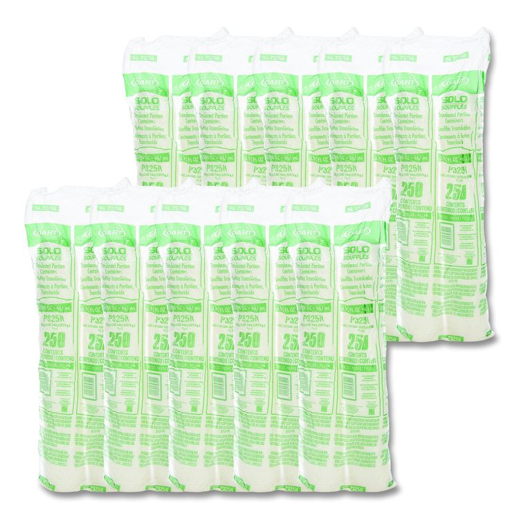 Polystyrene Portion Cups, 3.25 oz, Plastic, Translucent, 250/Bag, 10 Bags/Carton