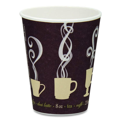 Thermoguard Insulated Paper Hot Cups, 8 oz, Steam Print Design, 1,000/Carton