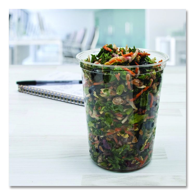 Microgourmet Plastic Deli Container, 32 oz, 4.7" Diameter x 5.7" h, Clear, 500/Carton
