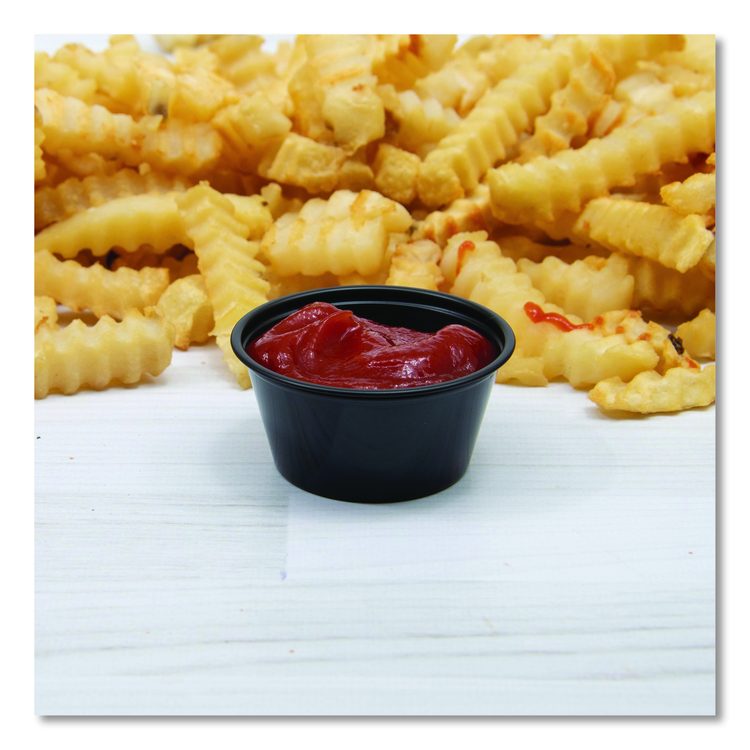Polystyrene Portion Cups, 3.25 oz, Plastic, Black, 250/Bag, 10 Bags/Carton