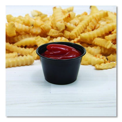 Polystyrene Portion Cups, 4 oz, Plastic, Black, 250/Bag, 10 Bags/Carton