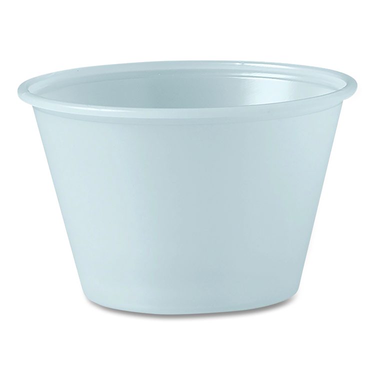 Polystyrene Portion Cups, 4 oz, Plastic, Translucent, 250/Bag, 10 Bags/Carton