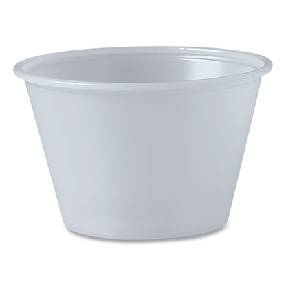 Polystyrene Portion Cups, 4 oz, Plastic, Translucent, 250/Bag, 10 Bags/Carton