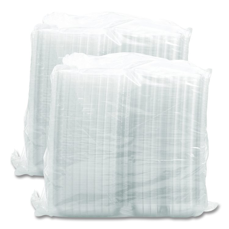 ClearSeal Hinged-Lid Plastic Containers, 8.25 x 8.25 x 3, Clear, Plastic, 125/Pack, 2 Packs/Carton