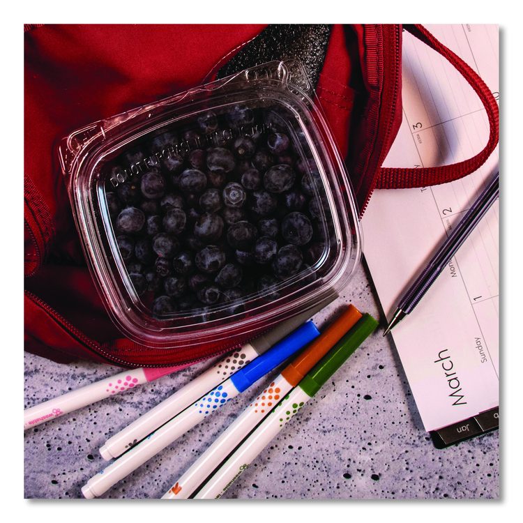 ClearPac SafeSeal Tamper-Resistant/Evident Containers, Flat Lid, 8 oz, Clear, Plastic, 100/Bag, 2 Bags/Carton