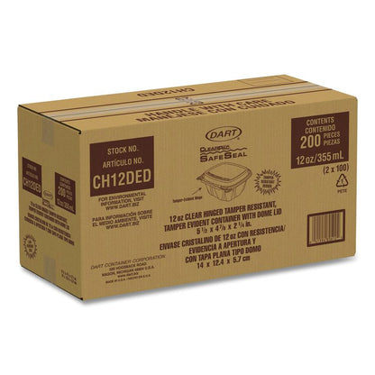 ClearPac SafeSeal Tamper-Resistant/Evident Containers, Domed Lid, 12 oz, Clear, Plastic, 100/Bag, 2 Bags/Carton