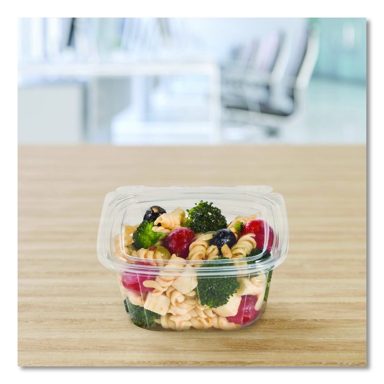 ClearPac SafeSeal Tamper-Resistant/Evident Containers, Flat Lid, 16 oz, Clear, Plastic, 100/Bag, 2 Bags/Carton