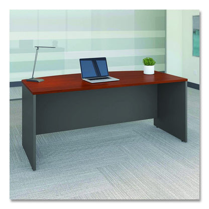 Series C Collection Bow Front Desk, 71.13" x 36.13" x 29.88", Hansen Cherry/Graphite Gray
