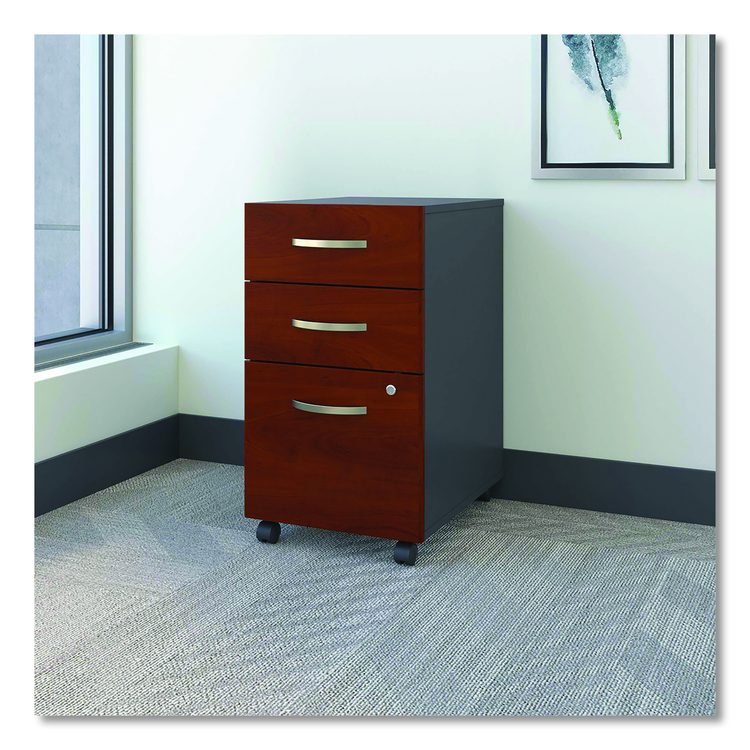 Series C Mobile Pedestal File, Left/Right, 3-Drawer: Box/Box/File, Legal/Letter/A4/A5, Cherry/Gray, 15.75" x 20.25" x 27.88"