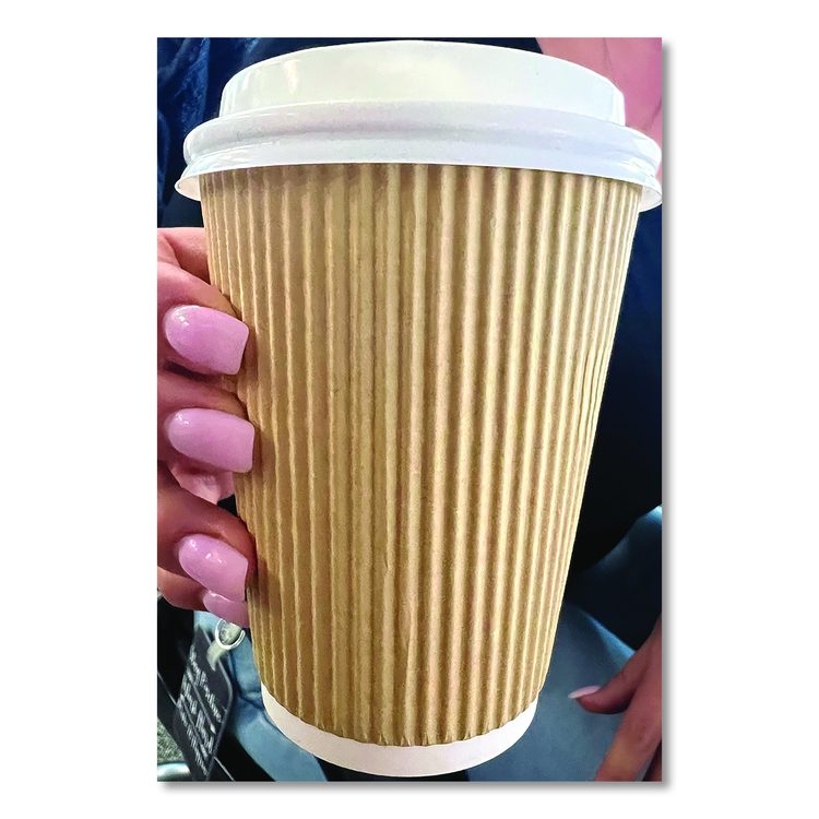Ripple Hot Cups, 12 oz, Paper, Kraft/White, 500/Carton