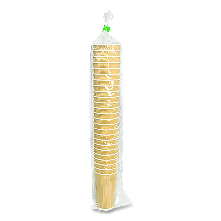Ripple Hot Cups, 20 oz, Paper, Kraft/White, 500/Carton