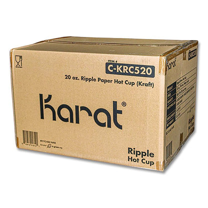 Ripple Hot Cups, 20 oz, Paper, Kraft/White, 500/Carton
