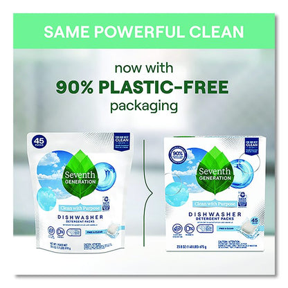 Natural Automatic Dishwasher Detergent Packs, Free and Clear, 45 Powder Packets/Box, 5 Boxes/Carton