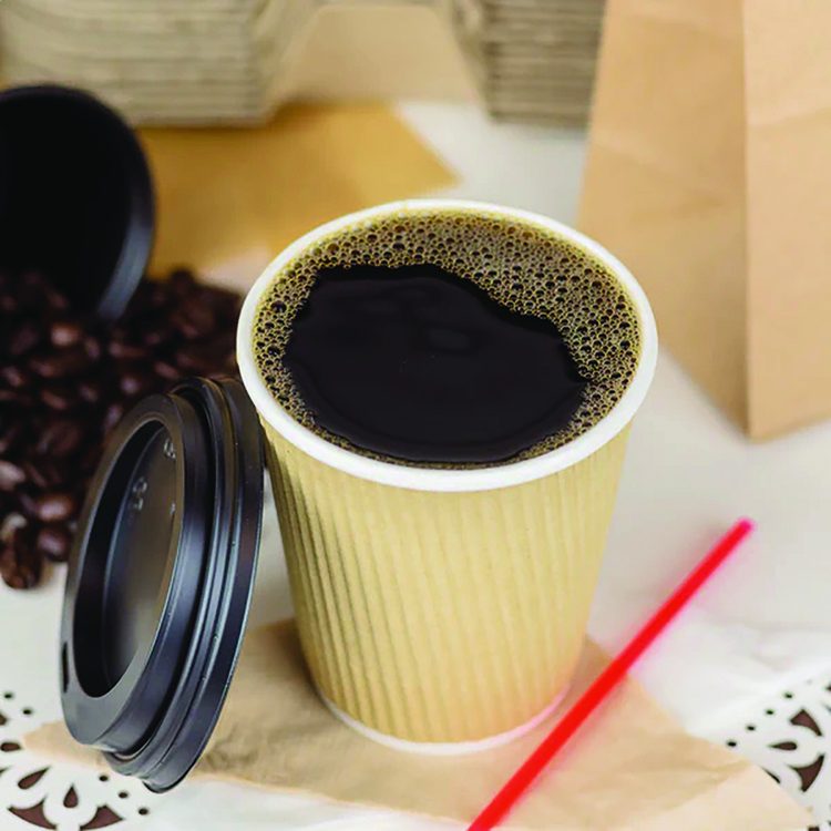 Ripple Hot Cups, 8 oz, Paper, Kraft/White, 500/Carton
