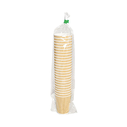 Ripple Hot Cups, 8 oz, Paper, Kraft/White, 500/Carton