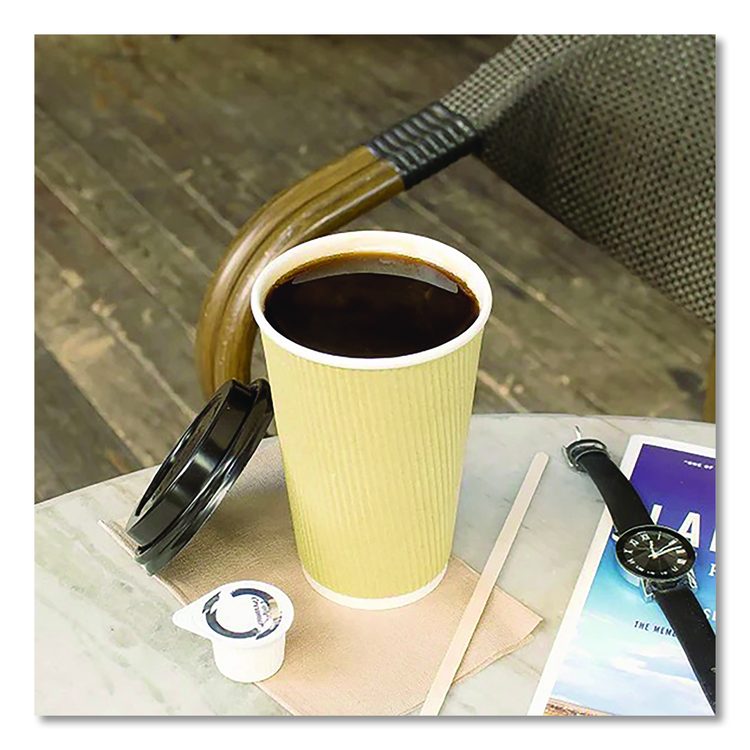 Ripple Hot Cups, 16 oz, Paper, Kraft/White, 500/Carton