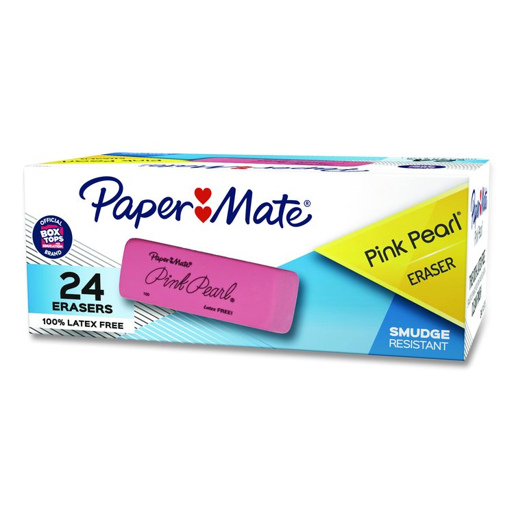Pink Pearl Eraser, For Pencil Marks, Rectangular Block, Medium, Pink, 24/Box