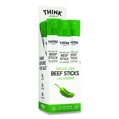 Jalapeno 100% Grass-Fed Beef Sticks, 1 oz Individually Wrapped Sticks, 20/Carton