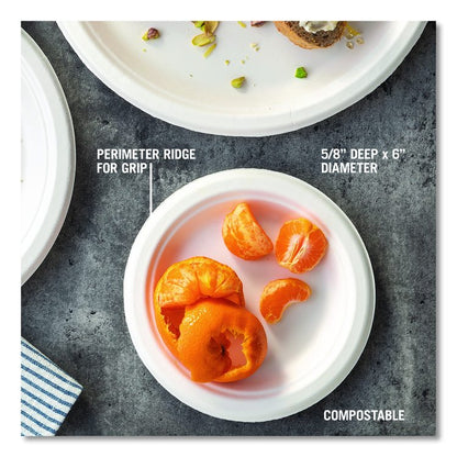 EarthChoice PFAS Free Compostable Dinnerware, Plate, Sugarcane, 6" dia, Natural, 1,000/Carton