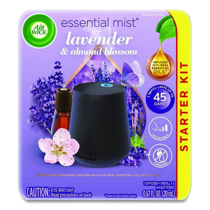 Essential Mist Starter Kit, Lavender and Almond Blossom, 0.67 oz Bottle, 4/Carton