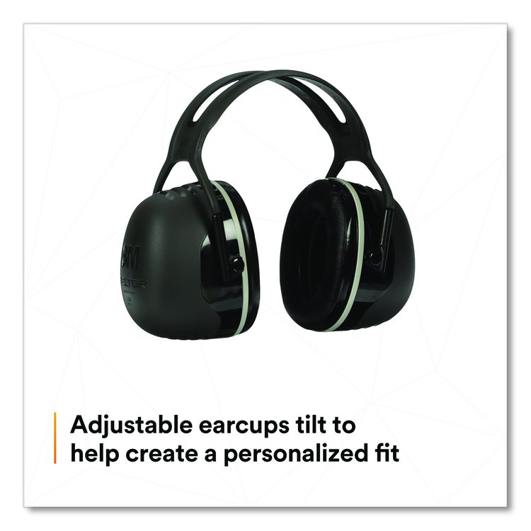 PELTOR X5A Over the Head Earmuffs, Dielectric, 31 dB NRR, Black/White