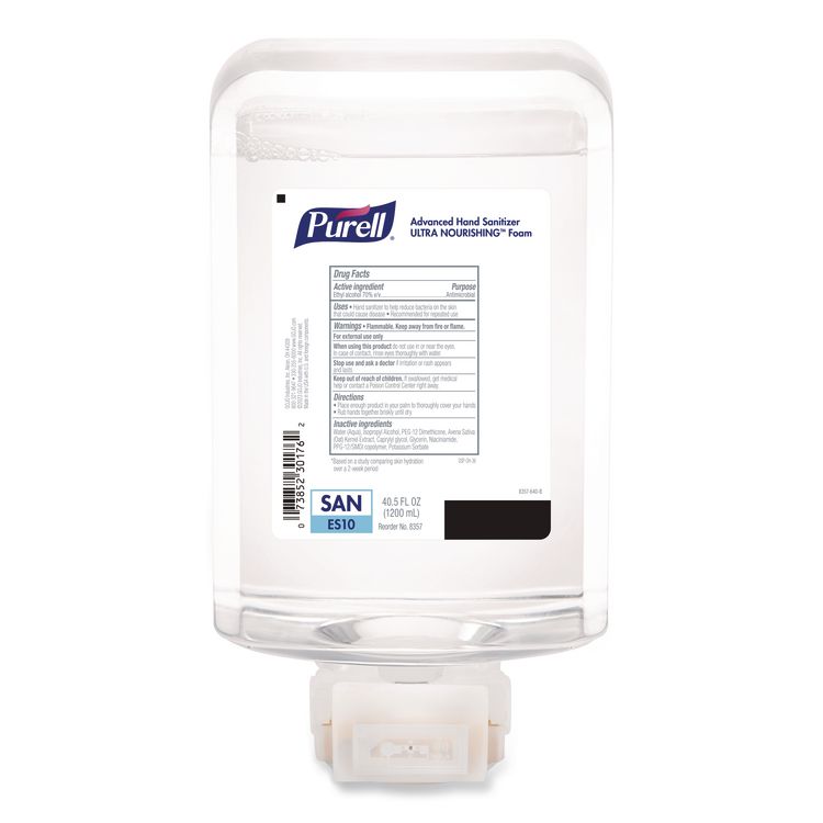 Advanced Hand Sanitizer ULTRA NOURISHING Foam, For ES10 Dispensers, 1,200 mL Refill, Fragrance-Free, 2/Carton