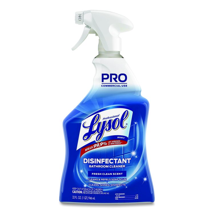 Disinfectant Bathroom Cleaner, Fresh Scent, 32 oz Spray Bottle, 12/Carton
