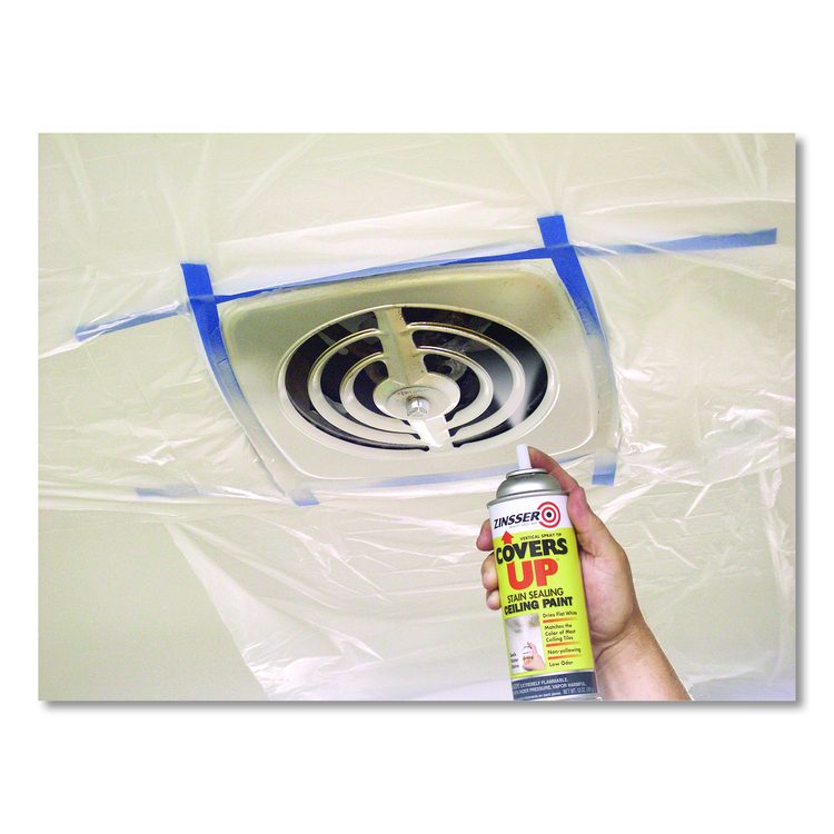 Covers Up Ceiling Paint and Primer, Interior, Flat White, 13 oz Aerosol Can, 6/Carton