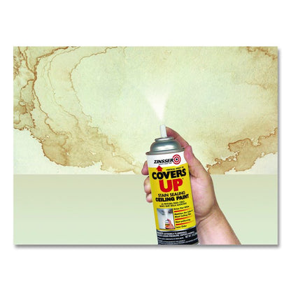 Covers Up Ceiling Paint and Primer, Interior, Flat White, 13 oz Aerosol Can, 6/Carton