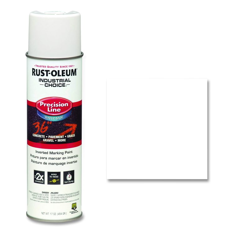 Industrial Choice M1800 System Water-Based Precision Line Marking Paint, Flat White, 17 oz Aerosol Can, 12/Carton
