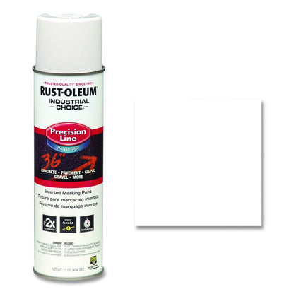 Industrial Choice M1800 System Water-Based Precision Line Marking Paint, Flat White, 17 oz Aerosol Can, 12/Carton