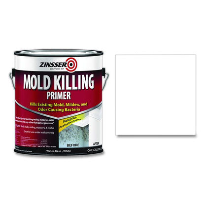 Mold Killing Primer, Interior/Exterior, Flat White, 1 gal Bucket/Pail, 2/Carton